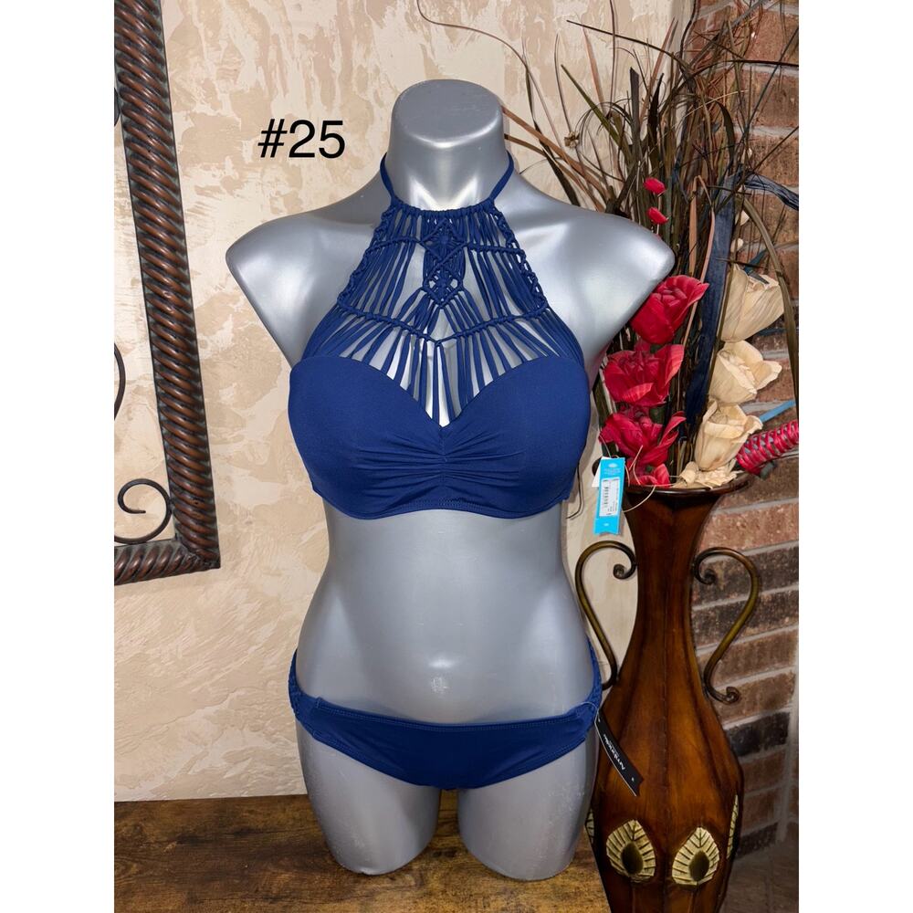Ambrielle Women's Juniors Sz medium blue push-up swim bikini set New